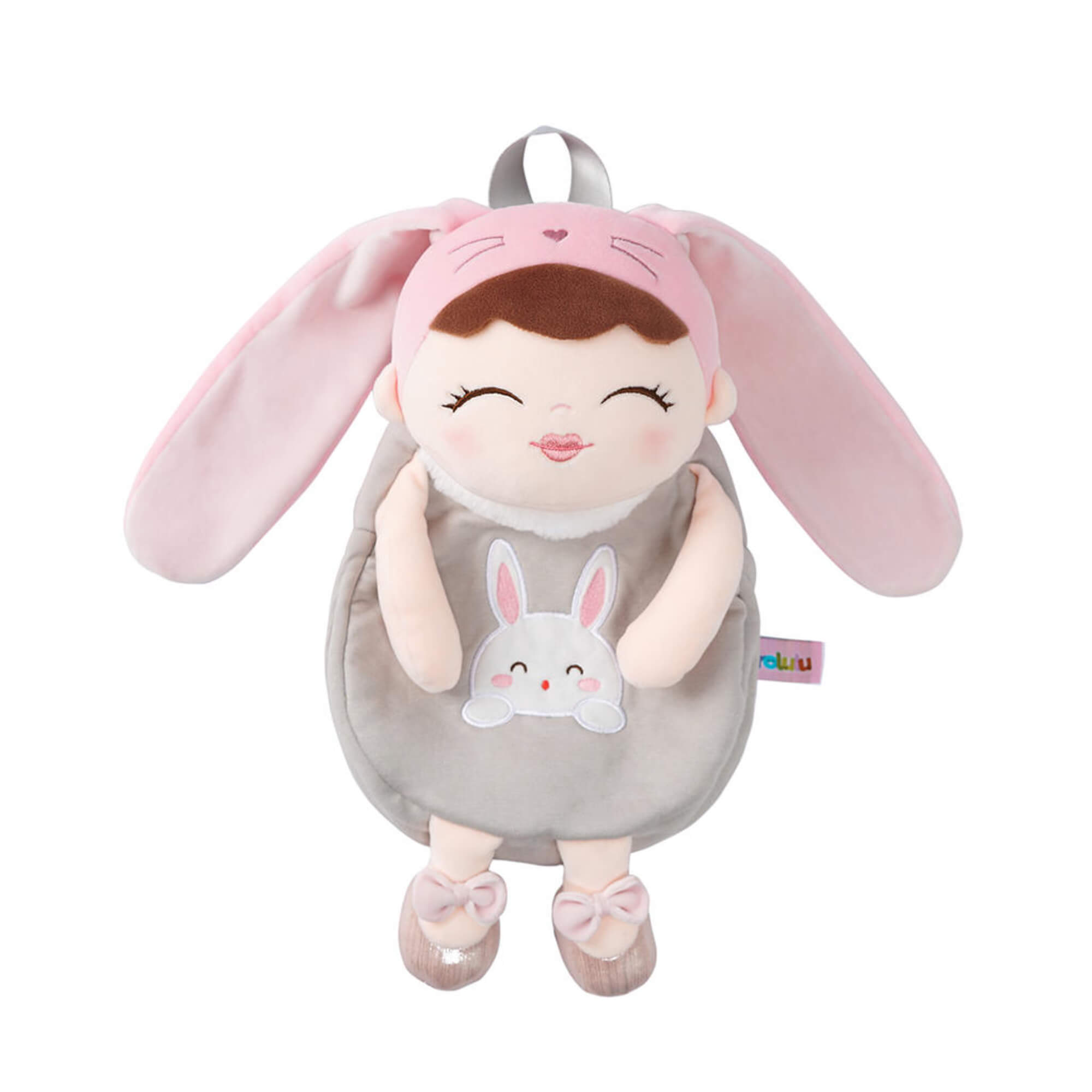 Dreambaby toddler backpack plush soft rabbit backpack beige and pink