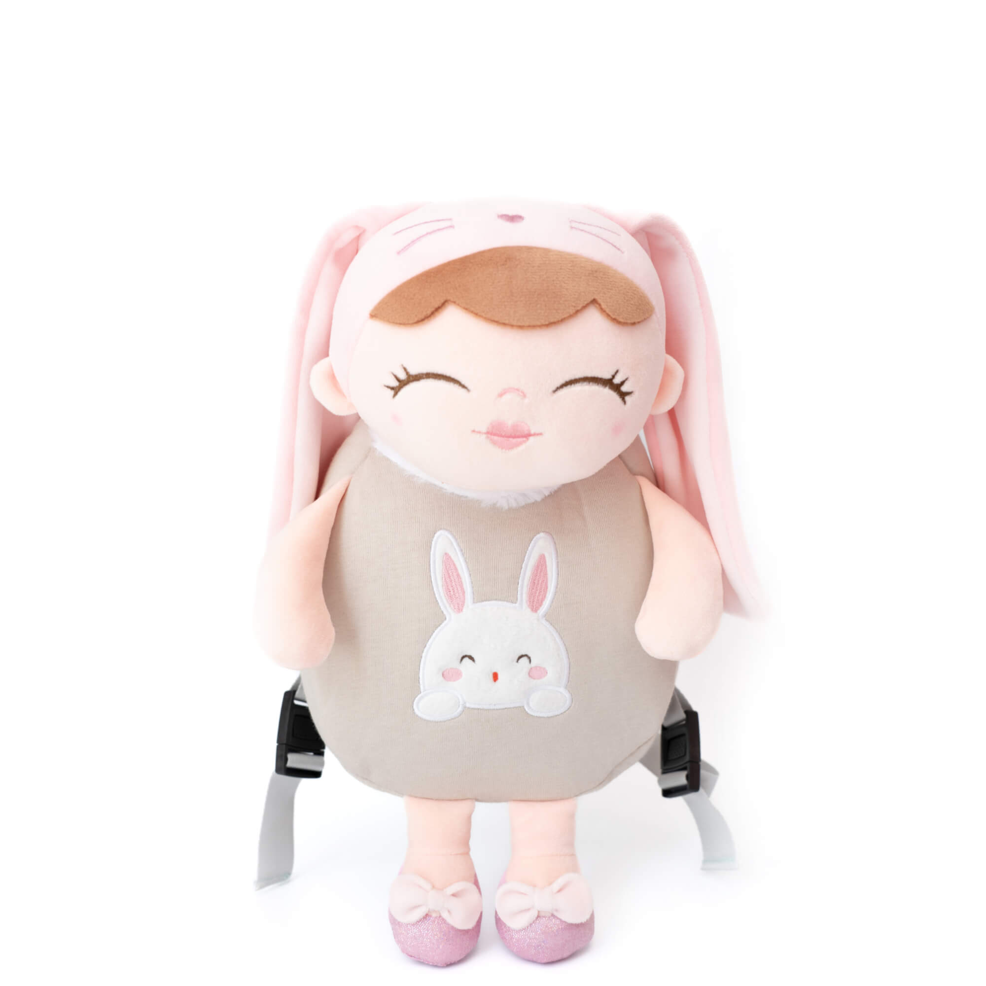 Dreambaby toddler backpack plush soft rabbit backpack beige and pink